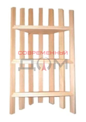 Полка угловая, 3-х ярусная "Банные штучки" липа, 76*33*11см /03325/